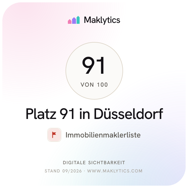 Platz 91 von 100 Immobilienmaklern in Düsseldorf · Immobilienmaklerliste